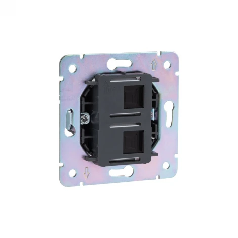 Розетка компьютерная двойная RJ45+RJ45 кат6 с/у антрацит Kranz Strong KR-78-0725-5