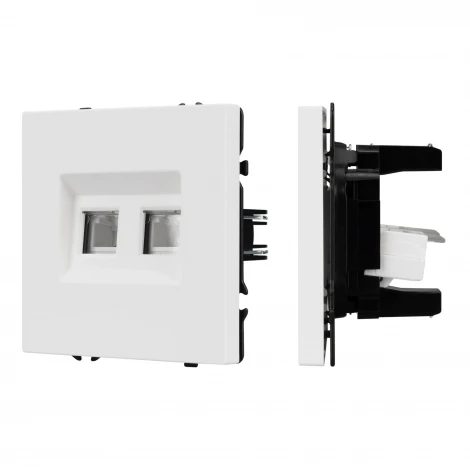 Механизм сдвоенной телефонной розетки SCT-NOBE-MTL2-SFPL-WH (RJ-11, 4C) (Arlight, Белый кварц) 054308