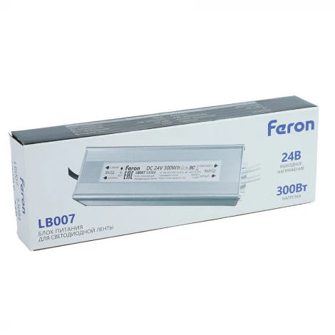 Трансформатор электронный для светодиодной ленты 300W 24V IP67 (драйвер) LB007 Feron LB007 53084