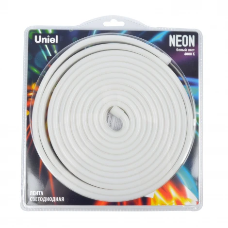 Светодиодная гибкая герметичная лента Neon 5 м. Neon ULS-N03-2835-100LED/m-8mm-IP67-DC12V-11W/m-5M-4000K блистер