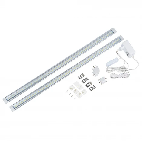 Светильник светодиодный для мебели набор из 2-х шт. ULM-F45-2x6W/4500K IP20 SILVER (220V, выключатель)