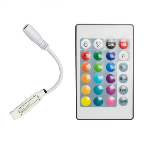 Мини-контроллер RGB 12/24В, 72/144 Вт, IR, пульт кнопочный(без батареек) Apeyron 04-15