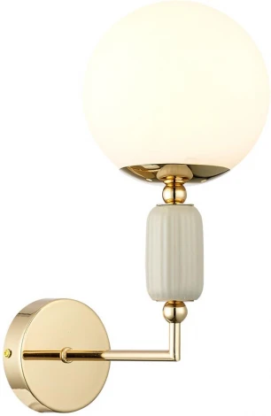 Бра Lumion Vivien 6580/1W французское золото, серый/белый металл, керамика/стекло E14 1*40W 220V