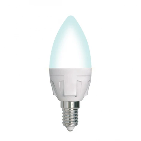 Лампочка светодиодная свеча белая E14 7W 4000K Uniel LED-C37 7W/4000K/E14/FR/DIM PLP01WH
