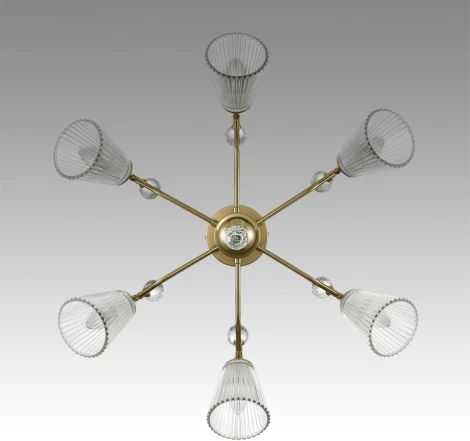 Потолочная люстра на штанге Lumion Aurica 8046/6C латунь/прозрачное стекло Е14 6*40W 220V