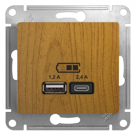Розетка USB Type A+С (дуб) Systeme Electric GSL000539