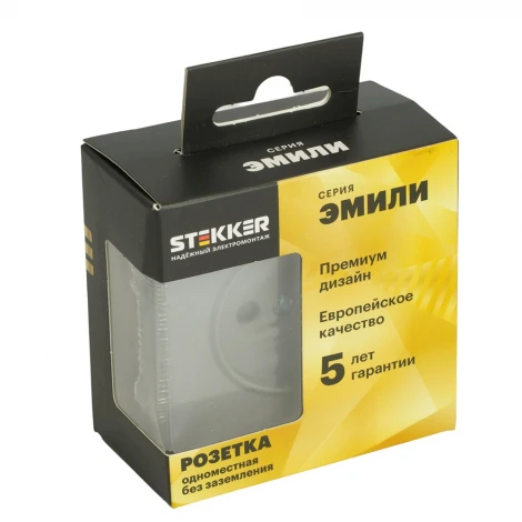 Розетка 1-местная с з/ш, б/з (механизм) СЗК 250В 16А RST16-5109-10ZK платиново-серый soft touch Stekker Эмили 50242