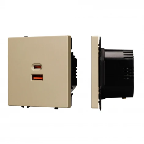 Розетка тип A+C софт-тач золотой песок ARL NOBE USB SCT-MUAC-SFPL-FC-GD (65W, QC3) (Arlight,) 054318(1)