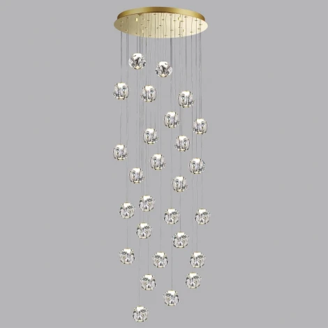 Потолочная каскадная люстра Odeon Light Jemstone 5085/120L золото/прозрачный/металл/акрил LED 120W 4000K 5500Лм (220V, на проводе)