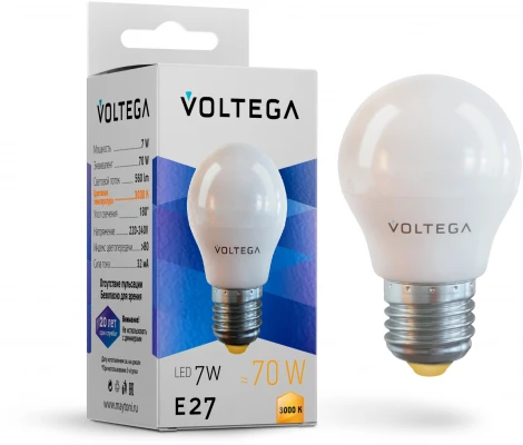 Светодиодная лампа Simple Globe 7W 3000K E27 Voltega Globe E27 7W 7243