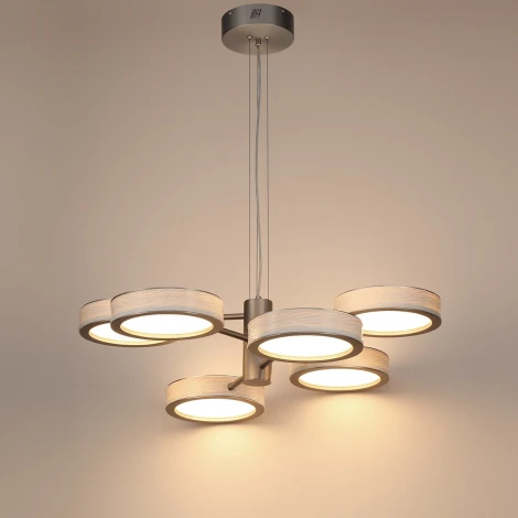 Подвесна люстра светодиодная Odeon Light Riviera 5451/99L белый/никель/металл/керамика/акрил LED 99W 2000К/3000K/4000K