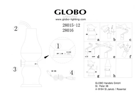 Интерьерная настольная лампа Globo Filum 28016