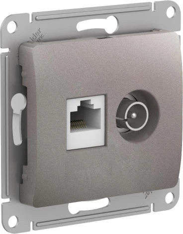 Розетка двойная TV+Ethernet RJ-45 (платина) Systeme Electric GSL001289