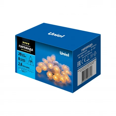 Гирлянда Uniel ULD-S0280-020/DTA WARM WHITE IP20 PINE CONES