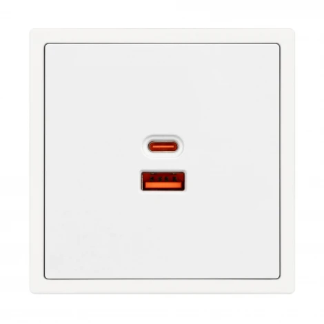 Розетка тип A+C софт-тач белый кварц ARL NOBE USB SCT-MUAC-SFPL-FC-WH (65W, QC3) (Arlight,) 054316(1)