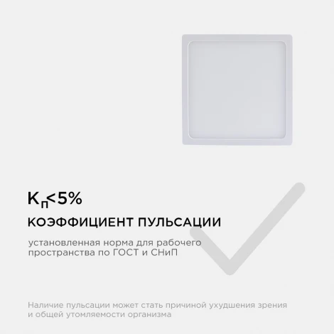 Потолочный светильник накладная квадратный 220В 12Вт 960лм встроенный изолированный драйвер 2700К Apeyron 06-43