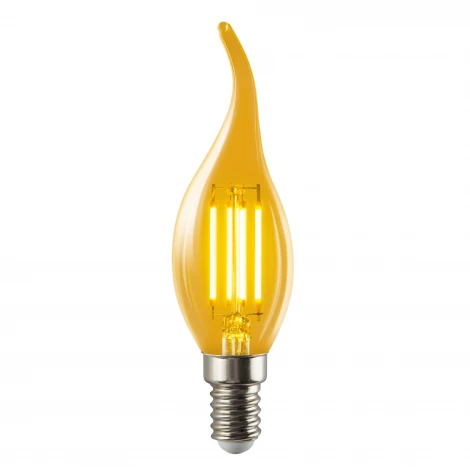 Лампа светодиодная, форма «свеча на ветру», янтарная колба Volpe Vintage LED-CW35-5W/AMBER/E14/VLF