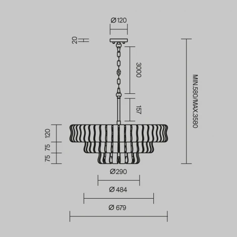 Подвесная люстра Maytoni Boulder MOD538PL-09MG