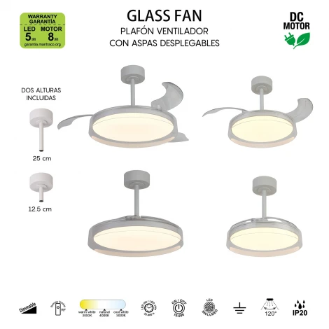 Потолочная люстра с вентилятор Mantra Glass Fan 9525