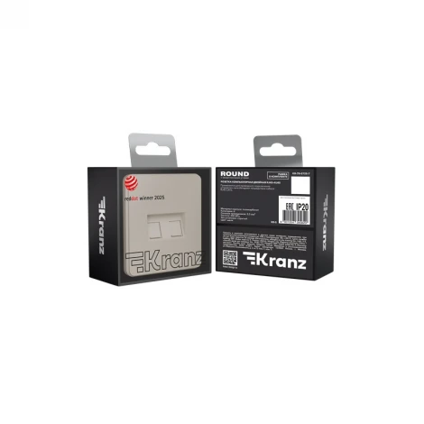 Розетка компьютерная двойная RJ45+RJ45 кат6 с/у шелк Kranz Round KR-78-0725-7