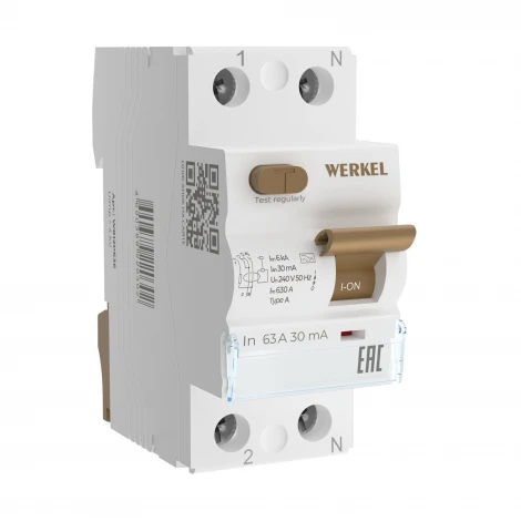 Устройство защитного отключения 1P+N 63A 30 mA type А 6 кА Werkel W812P636
