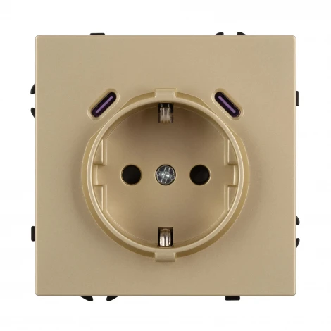 Розетка ARL NOBE зк со шторками с USB тип C+С софт-тач золотой песок SCT-MUCC-SFPL-GD (250V, 16A) (Arlight,) 061815(1)