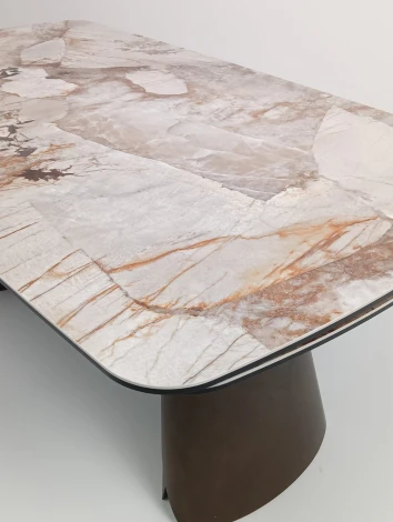 Стол ИМБЕРТ (IMBERT) 180 цвет ПАТАГОНИЯ (GLOSS PATAGONIA), керамика / МЕДНЫЙ БРАШИРОВАННЫЙ, ®DISAUR M-City 64673