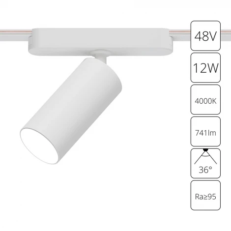 Магнитный трековый светильник 48V 12W Arte Lamp Rapid A6158PL-1WH (LED, круглые)