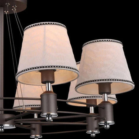 Люстра потолочная Natali Kovaltseva Lord, 8 плафонов, коричневый с хромом, белый с черным