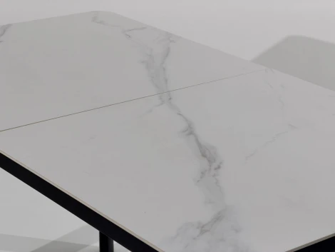 Стол НОРД 140 цвет Белый мрамор MATTE, керамика / Черный каркас M-City 64763