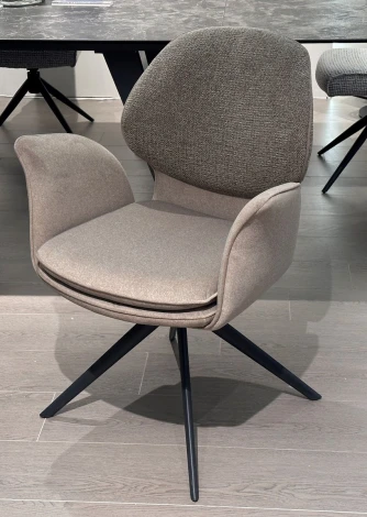 Стул ЛЕННЕ (LENNE) 360 град. поворот., цвет СЕРЫЙ MILAN-450/ MOHAIR-151, ткань/ Черный, ®DISAUR M-City 64350