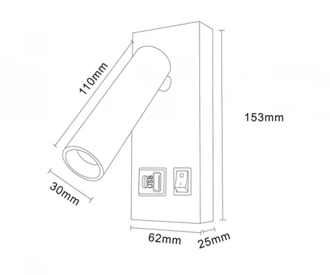 Спот с USB портом и выключателем Kink Light Ризи 08071A,19