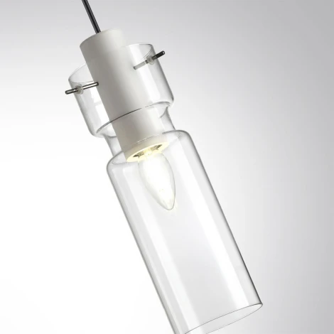 Подвесной светильник Odeon Light Scrow 5057/1B PENDANT белый/прозрачный/металл/стекло E27 1*40W (220V, на проводе, круглые)
