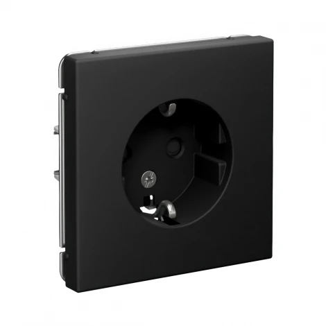 Розетка с заземлением и шторками (карбон) Systeme Electric GAL001045