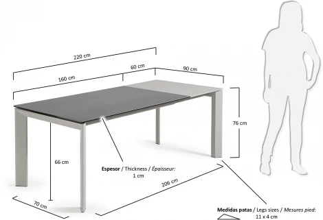 Стол обеденный La Forma (ex Julia Grup) Axis (Серый/ Керамика,Сталь) 55477