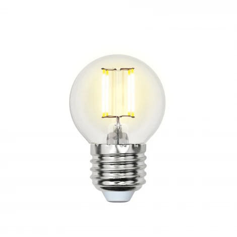 Лампочка светодиодная шар прозрачная E27 6W 3000K Uniel LED-G45-6W/WW/E27/CL PLS02WH