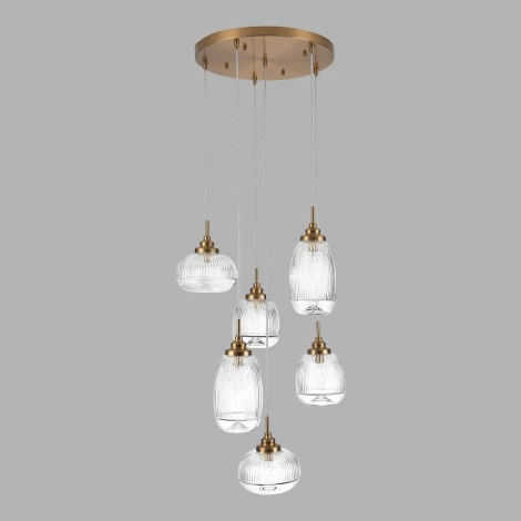 Подвесной светильник Lumion Dea 8439/6 латунь/прозрачный металл/стекло E14 6*40W 220V