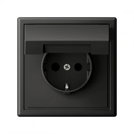 Розетка с заземлением, шторками и крышкой (базальт) Systeme Electric GAL001446S