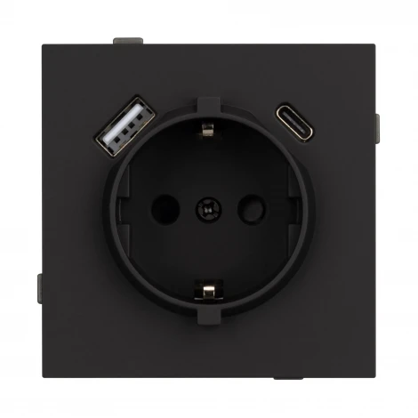 Механизм розетки с USB зарядкой SCT-TENDO-MUAC-SFPL-BK (230V, 16A) (Arlight, Матовый черный) 054607