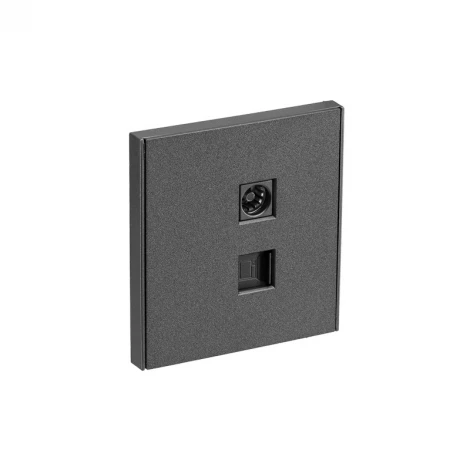 Розетка компьютерная RJ45 кат6 + TV с/у графит Kranz Strong KR-78-0722-6