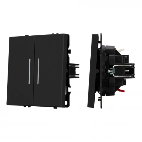 Выключатель ARL NOBE 2 кл подсветка софт-тач черный оникс SWT-MK02-SFPL-L-BK (250V, 10A) (Arlight,) 054264(1)