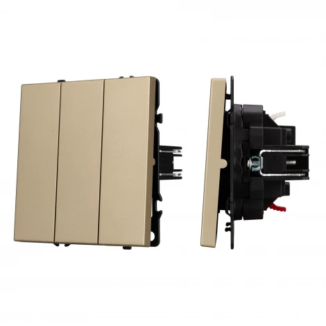 Механизм выключателя трехклавишный непроходной SWT-NOBE-MK03-SFPL-GD (230V, 10A) (Arlight, Золотой песок) 061798