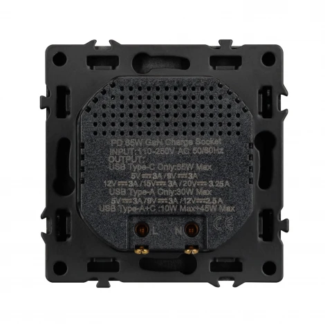 Розетка тип A+C софт-тач серый базальт ARL NOBE USB SCT-MUAC-SFPL-FC-GR (65W, QC3) (Arlight,) 054319(1)