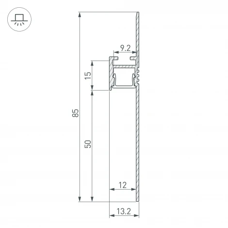 Профиль ARH-PLINTUS-50-FANTOM-3000 RAL7044 (Arlight, Алюминий) 041776