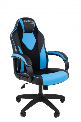 Кресло Chairman game 17 Россия экокожа черный/голубой 7213496