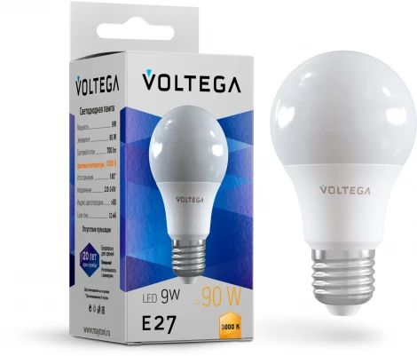 Светодиодная лампа Simple A60 9W 3000K E27 Voltega General purpose bulb 9W 7244