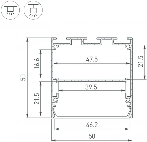 Профиль LINE-S-5050-2000 BLACK (Arlight, Алюминий) 041839