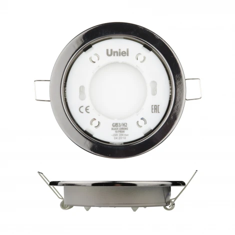 Встраиваемый точечный светильник Uniel GX53/H2 BLACK CHROME 10 PROM (220V, круглые)