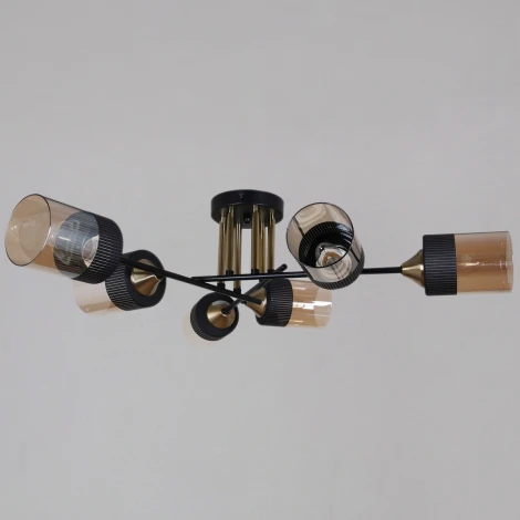 Подвесная люстра на штанге Reluce 48460-0.3-06 BK+COPPER