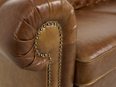 Диван Chesterfield ОГОГО (арт.329686), (Кожа/Коричневый)